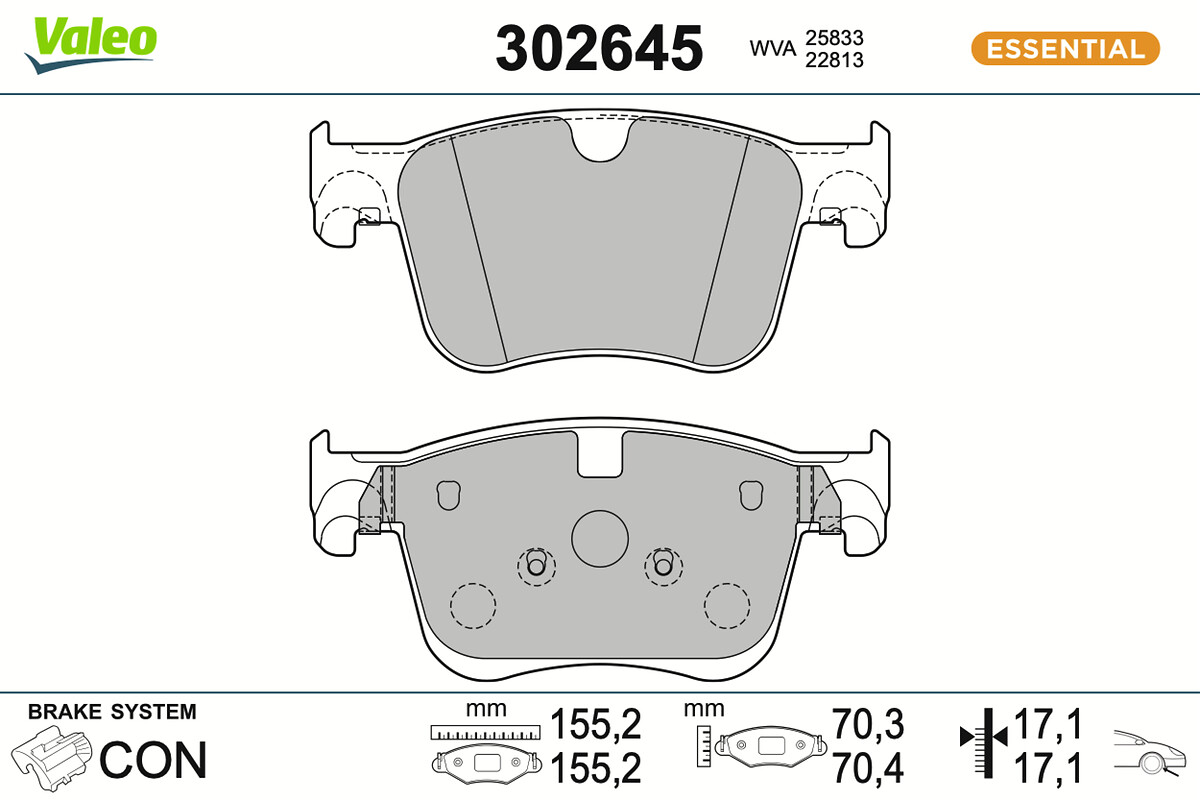 Kit pastiglie freno, Freno a disco - 302645 VALEO